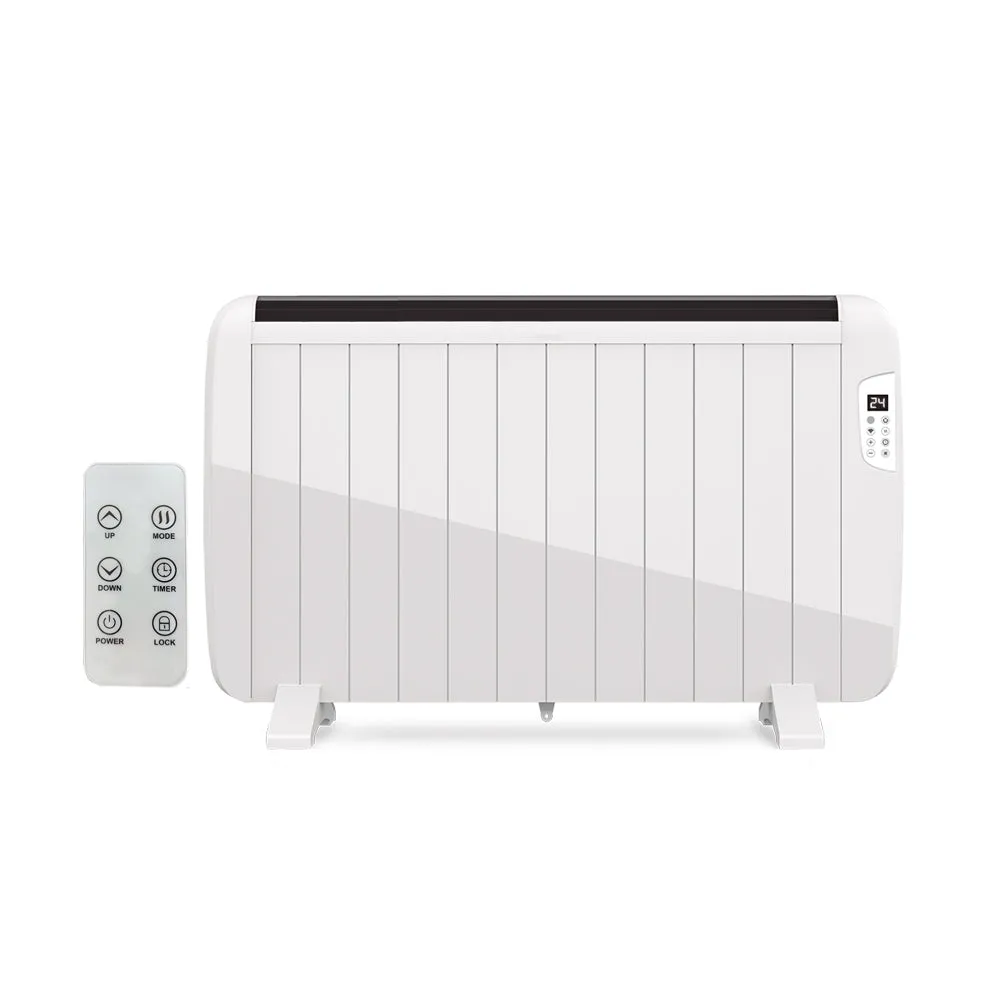 2000W Smart Electric Radiator Heater with LCD Display & Voice Control, 7-Day Timer Function with WIFI, Free Standing or Wall Mountable