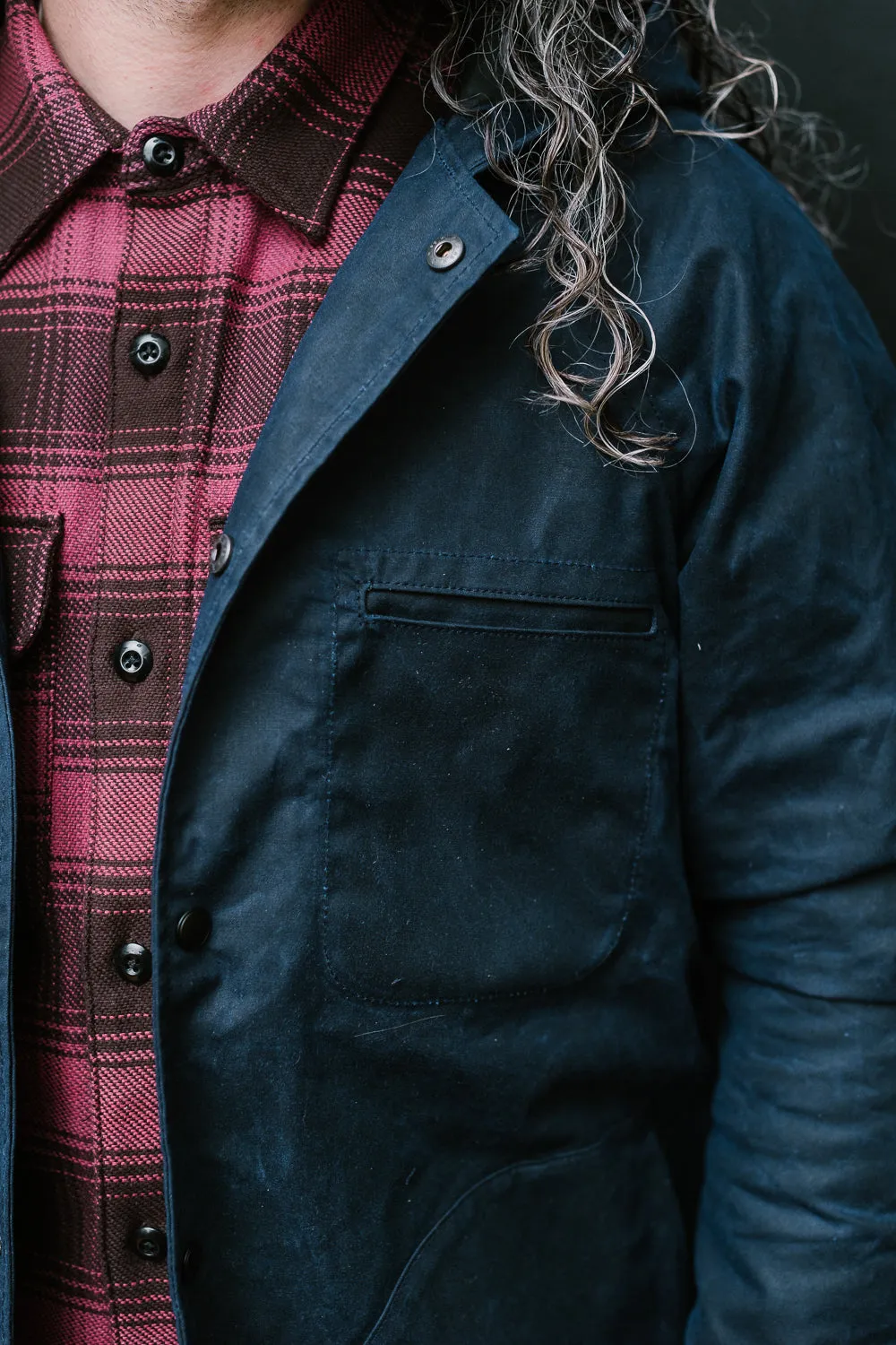 8.25oz Hooded Ridgeline Jacket - Waxed Navy