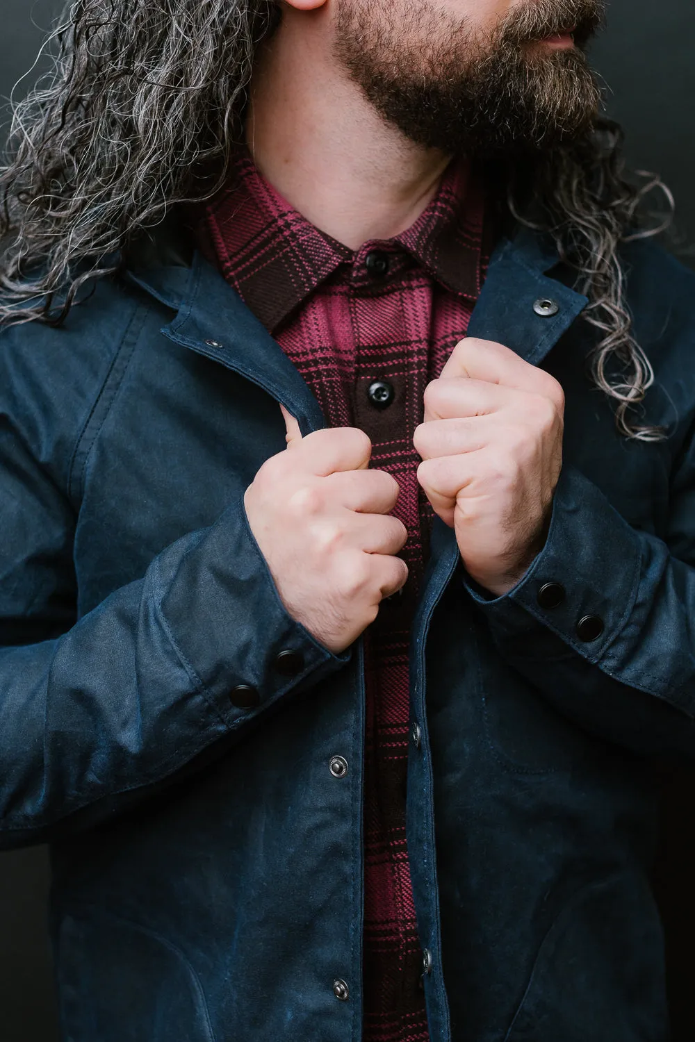 8.25oz Hooded Ridgeline Jacket - Waxed Navy