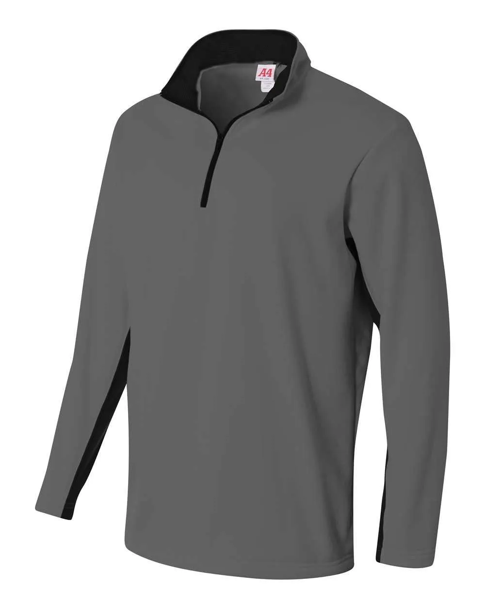 A4 N4246 1/4 Zip Color Block Fleece Jacket - Graphite Black