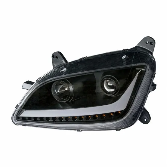 Blackout Projection Headlight w/ LED Position & Turn Signal Light For 2011  Peterbilt 579/587