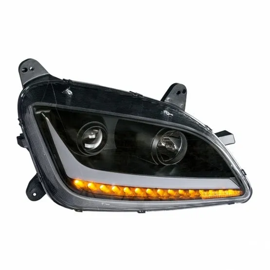 Blackout Projection Headlight w/ LED Position & Turn Signal Light For 2011  Peterbilt 579/587