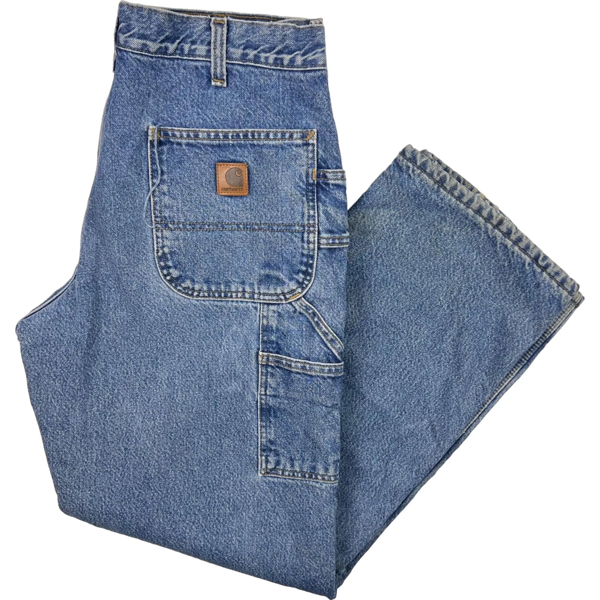 Carhartt Fleece Lined Carpenter Workwear Jeans Blue