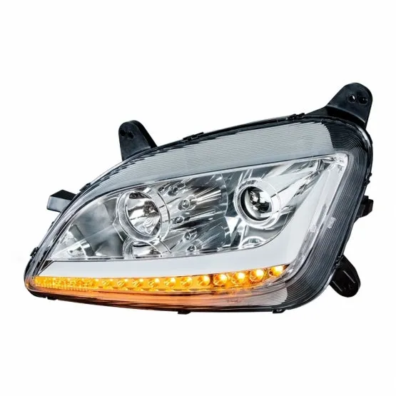 Chrome Projection Headlight w/ LED Position Light & LED Turn Signal For 2011  Peterbilt 579/587