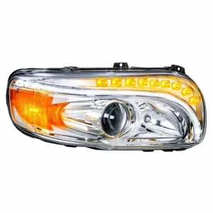 Chrome Projection Headlight with LED Position & LED Turn Signal For 2008  Peterbilt 388/389