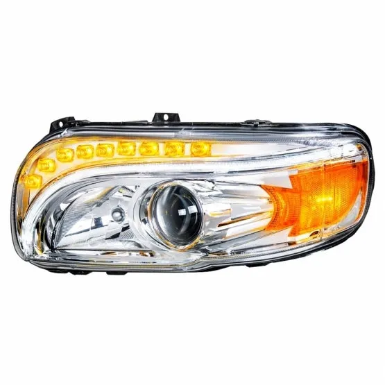 Chrome Projection Headlight with LED Position & LED Turn Signal For 2008  Peterbilt 388/389