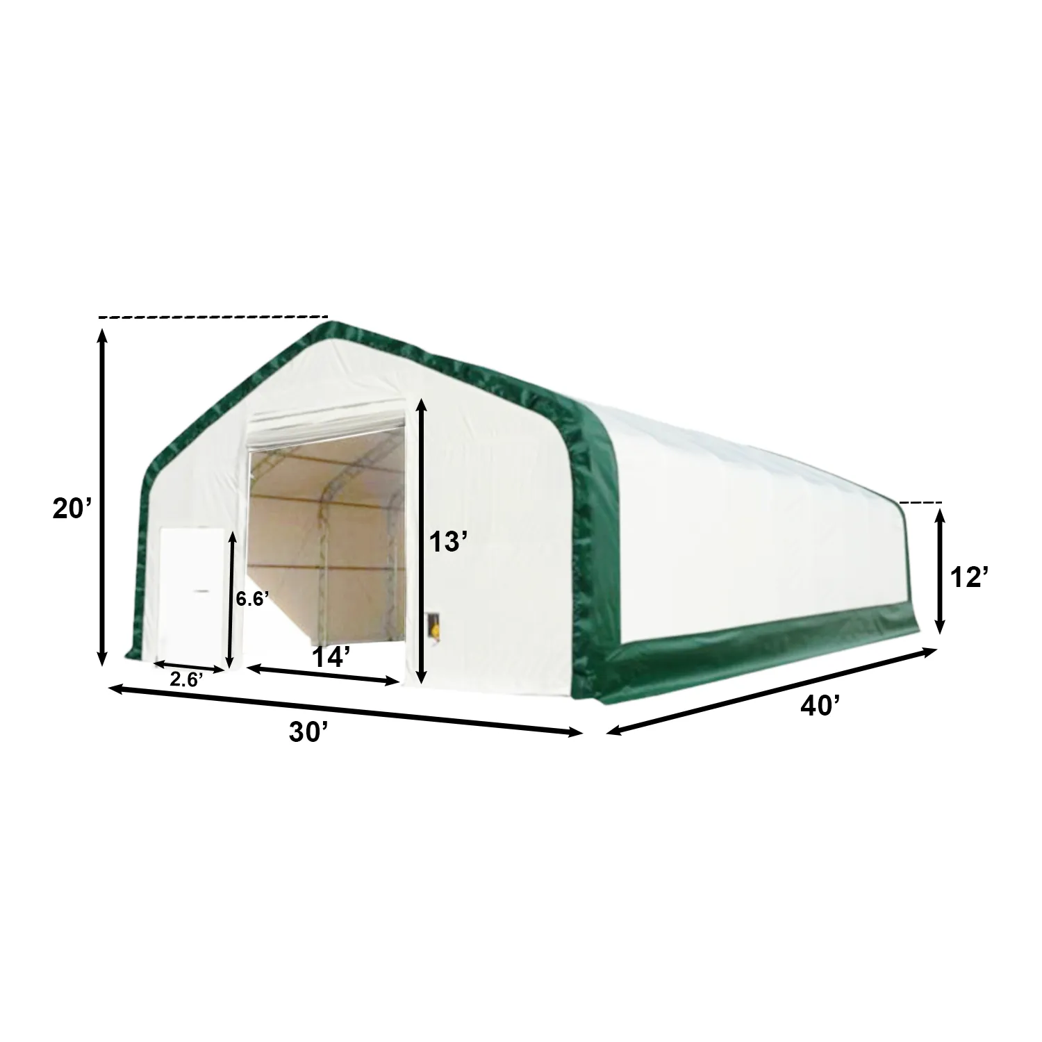 Double Truss Storage Shelter W30'xL40'xH20'