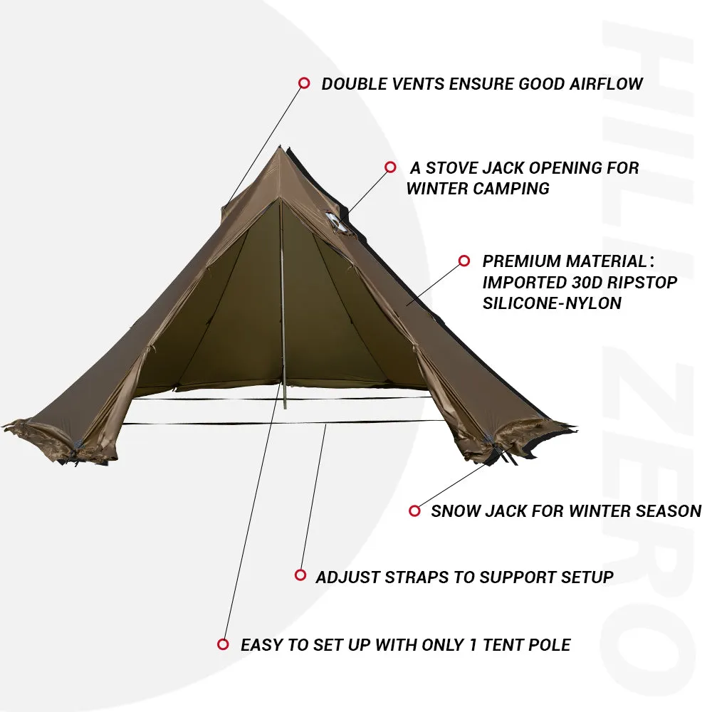 Hill Zero Rheum Nobile 4-6 Person Hot Tent with Stove Jack Chimney Tent