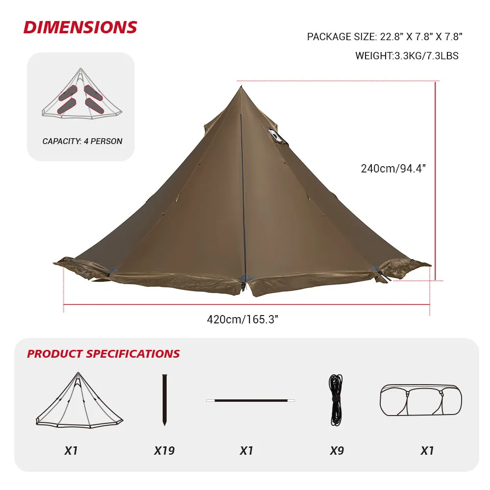 Hill Zero Rheum Nobile 4-6 Person Hot Tent with Stove Jack Chimney Tent