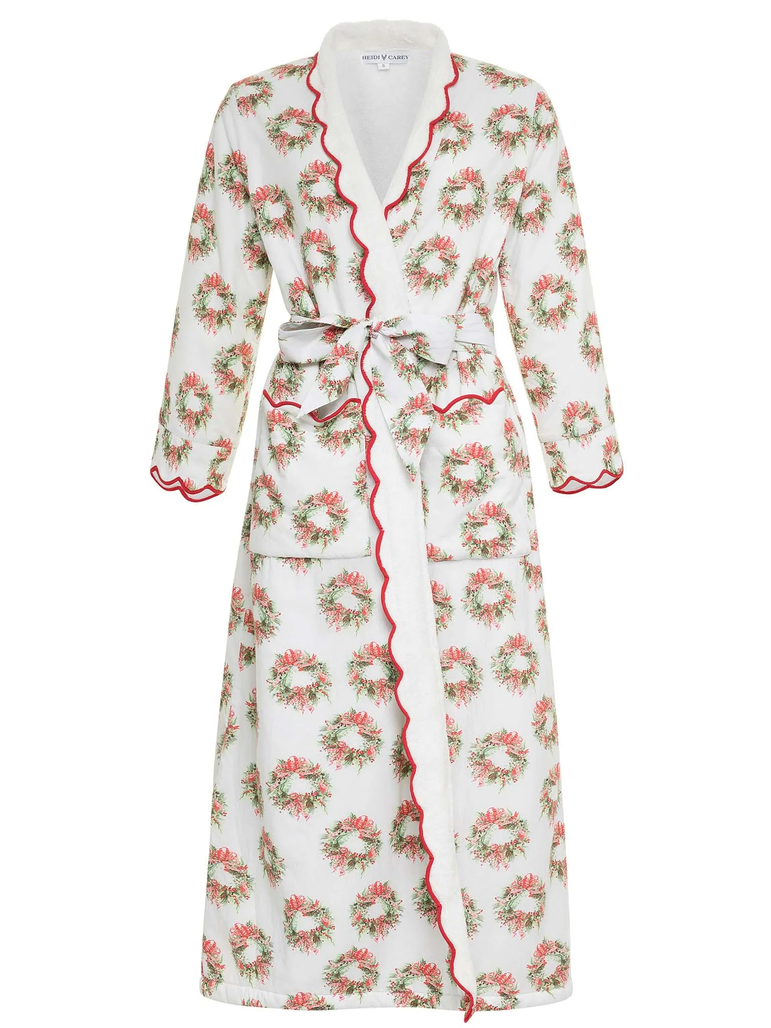 Holiday Wreath Print Fleece Lined Classic Robe