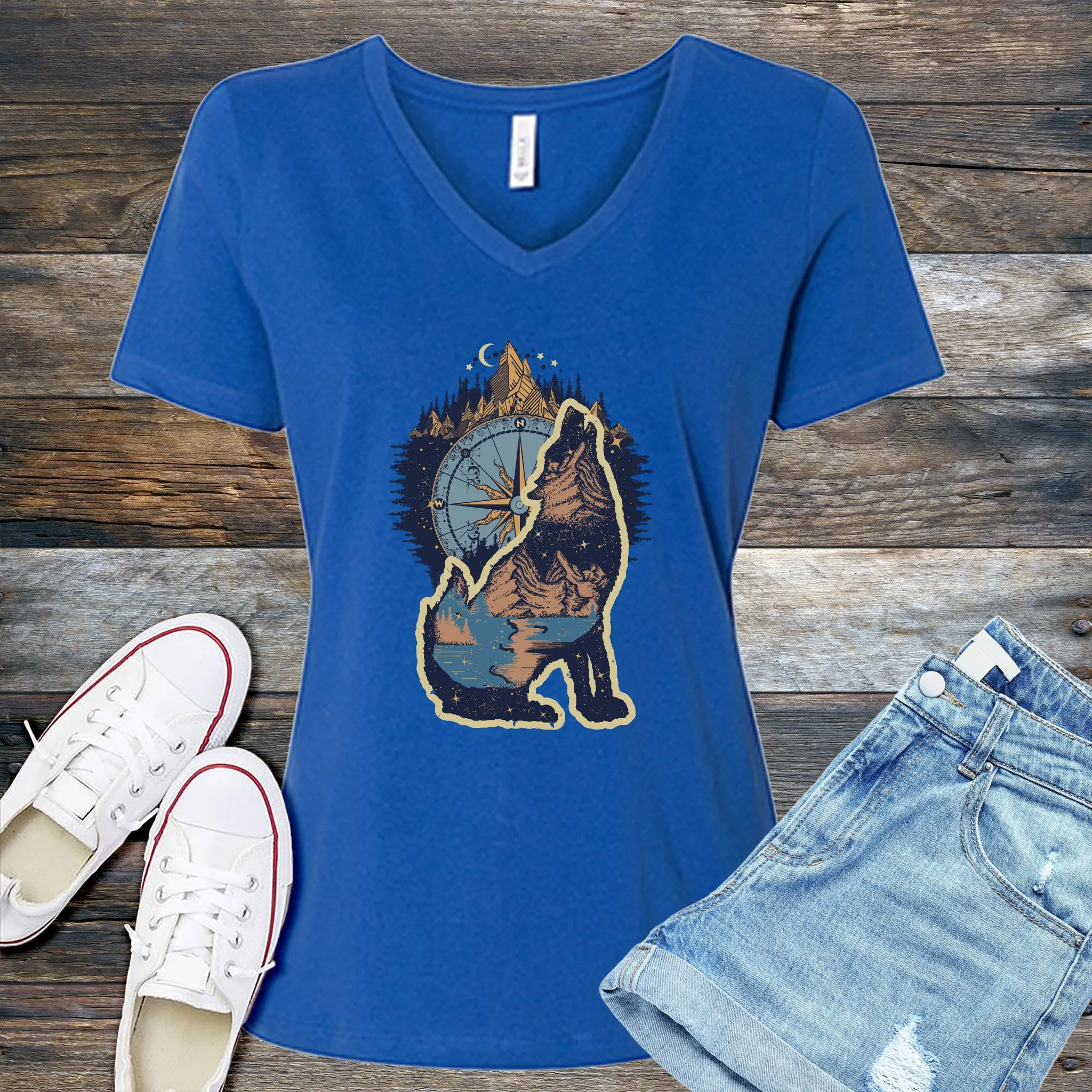 Howling Wolf Compass V-Neck