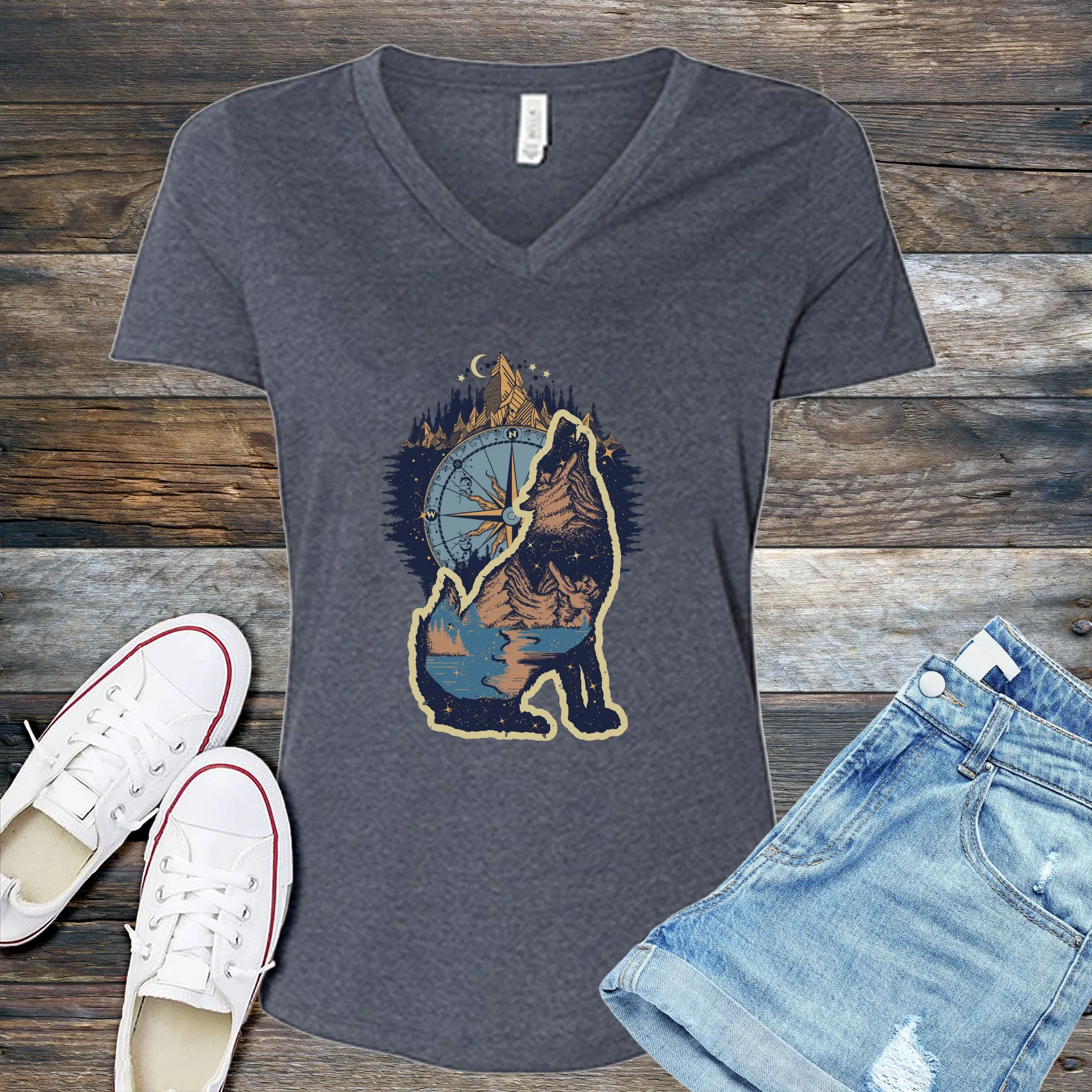 Howling Wolf Compass V-Neck