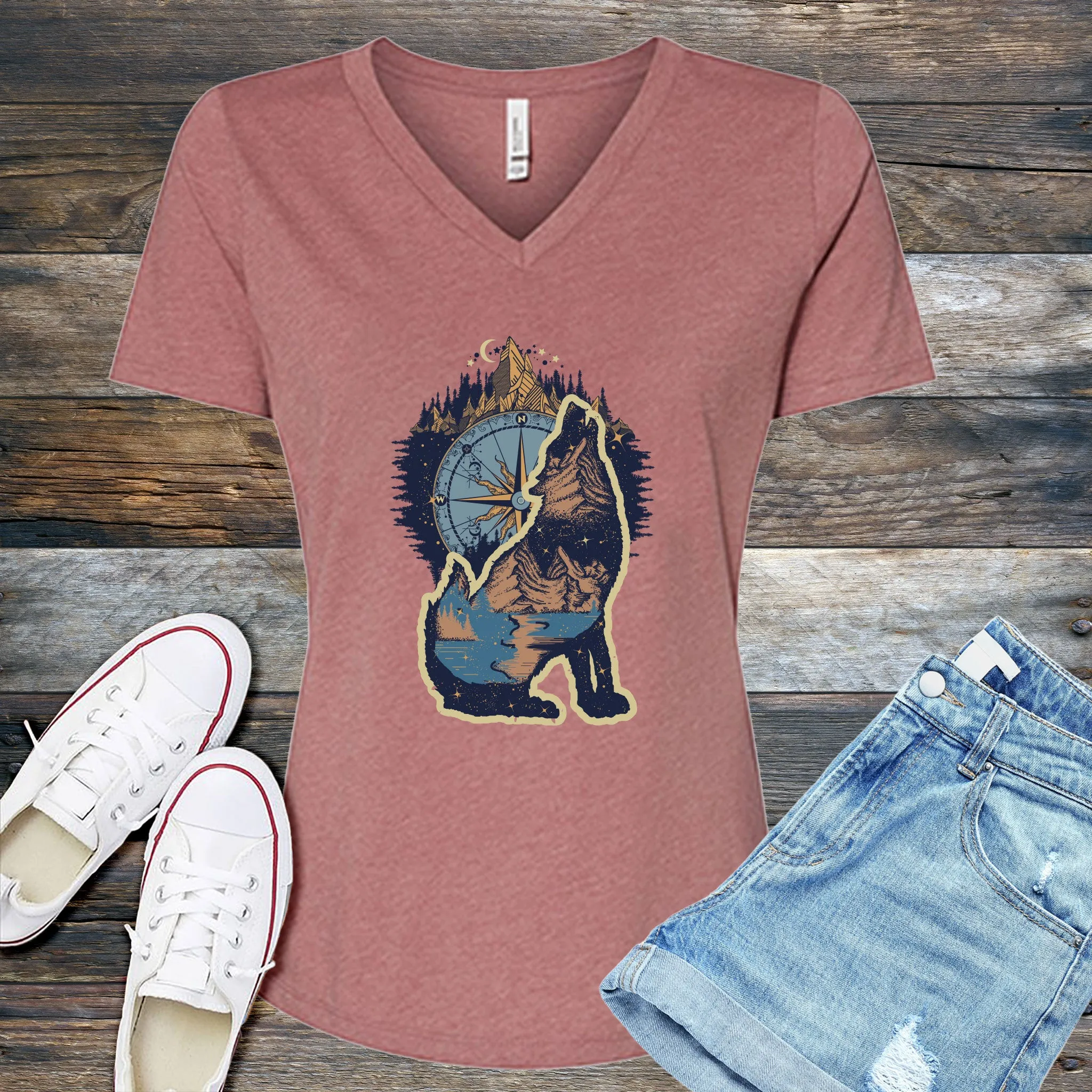 Howling Wolf Compass V-Neck