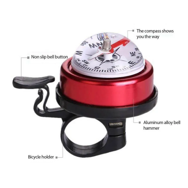 KMT Bicycle Bell Mountain Bike Car Aluminum Alloy Compass Bell Horn Car Bell Bicycle Bell With Compass For Bicycle Handlebar