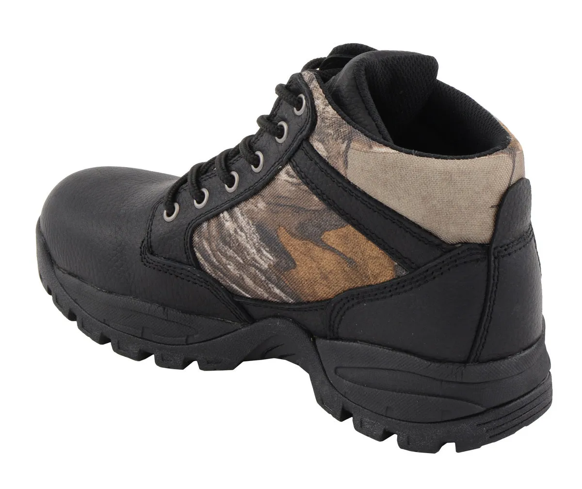 Milwaukee Leather MBM9145 Men's Waterproof Black Hiking Boots with Mossy Oak Print