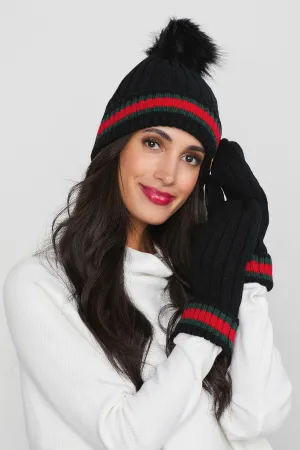 Panache Black with Red/Green Stripe Mittens