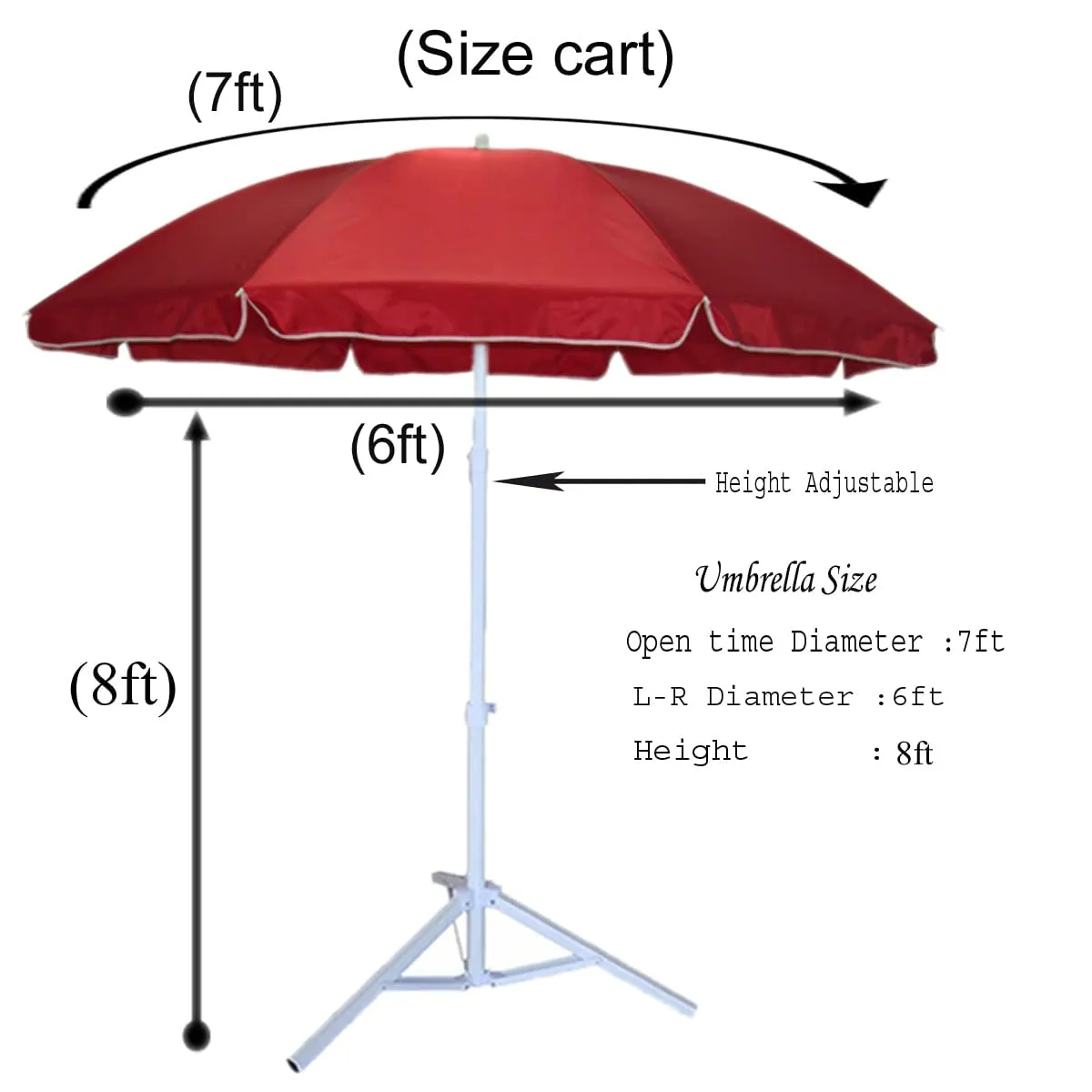 RAINPOPSON Super Cloth Umbrella With Stand Holder for Patio Garden Outdoor, Waterproof, 42in/7ft Big Size (Red)