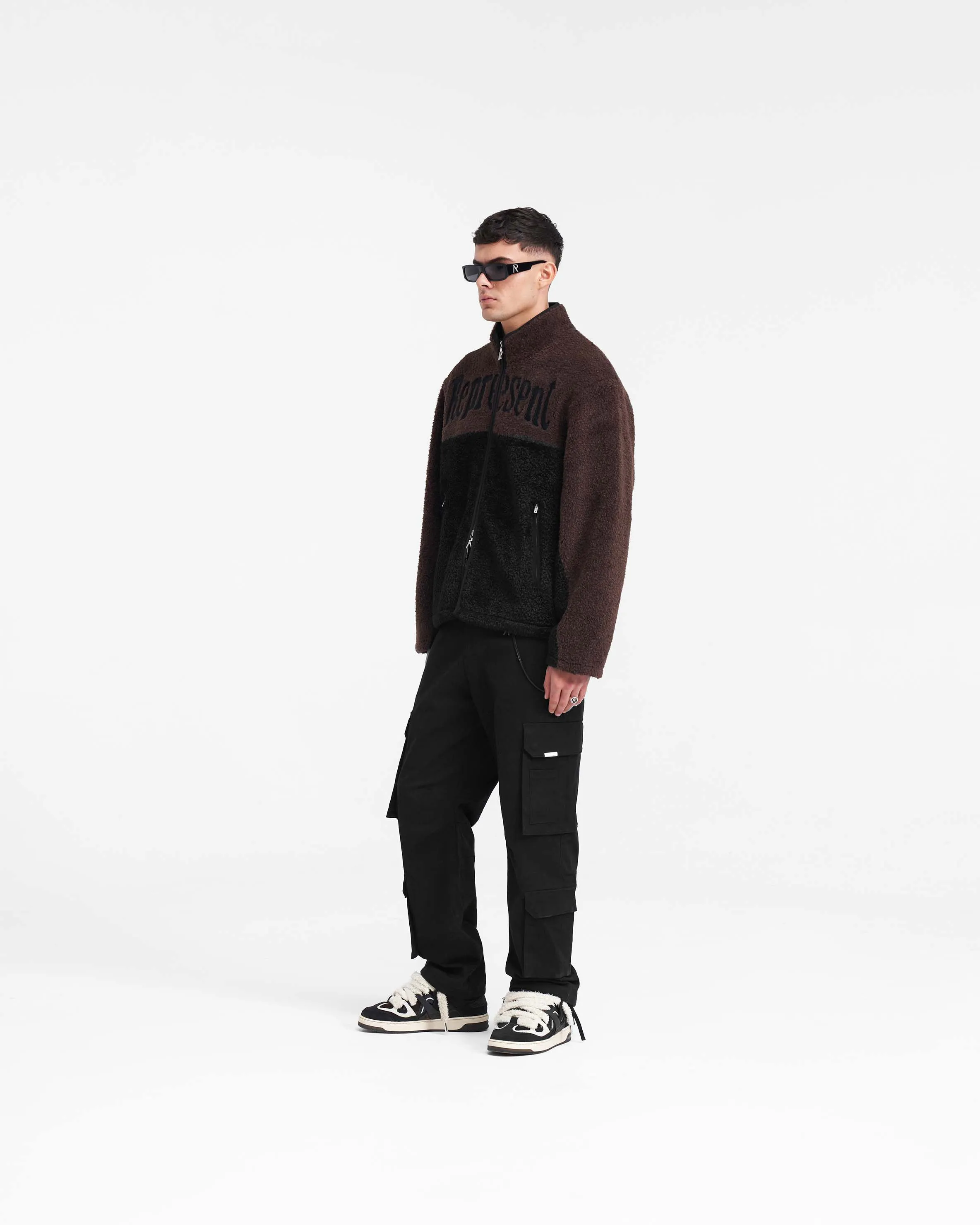 Split Block Fleece - Black Vintage Brown