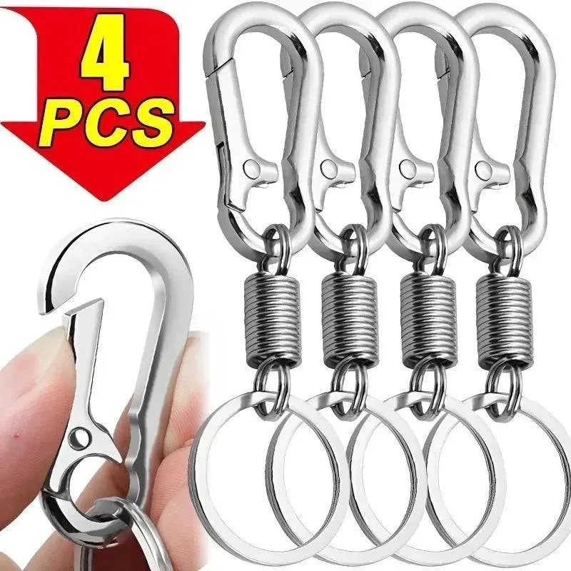 Spring Keychain Zinc Alloy Carabiner Buckle Key Rings Anti-lost Climbing Hook Car Keychians Man Metal Key Chains Accessories